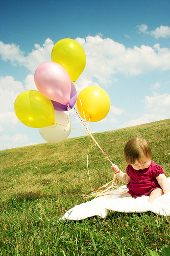 Colorful balloons and baby [explored]